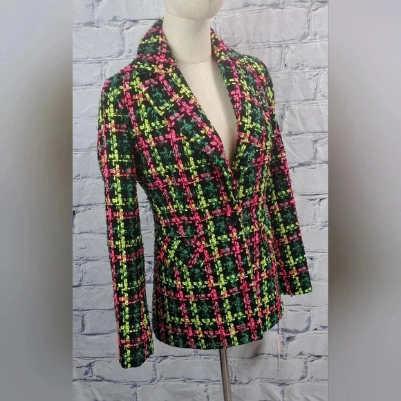 NWT Anthropologie Avec Les Filles Women's Neon Tweed  Blazer $168 size XXS - Picture 7 of 16